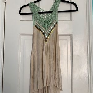 Flowy, bead embellished tank top